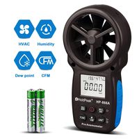 HOLDPEAK 866A Digital Anemometer Handheld CFM Meter with USB Connect - Wind Speed Meter Measures Wind Speed + Temperature + Dew Point + Air Flow Meter with Data Hold & USB & Relative Humidity (Black)