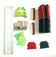Dinkle UL Listed DIN Rail Terminal Block Kit #1 Red/Black Dinkle 20 DK2.5N 12 AWG Gauge 20A 600V Ground DK4N-PE Jumper DSS2.5N-10P End Covers End Brackets