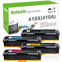 Aztech Compatible Toner Cartridge Replacement for HP 410X CF410X 410A CF410A CF411X CF412X CF413X (Black Cyan Yellow Magenta, 4-Packs)