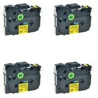 NineLeaf 4PK Replacement Laminated P-Touch Label Tape Compatible for Brother TZ-641 TZe-641 TZe641 (3/4" X 26.2', 18mm x 8m, Black on Yellow)