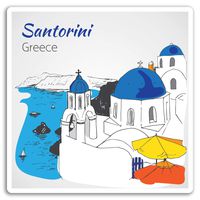 2 x 10cm Santorini Greece Vinyl Stickers - Travel Sticker Laptop Luggage #17705 (10cm Wide)