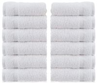 WhiteClassic Luxury Cotton Washcloths - Large Hotel Spa Bathroom Face Towel | 12 Pack | White