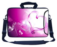 Meffort Inc Custom/Personalized Laptop Bag with Side Pocket & Shoulder Strap for Notebook Ultrabook Chromebook, Customized Your Name (13.3 Inch, Pink Heart)