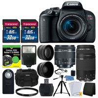 Canon EOS Rebel T7i DSLR Camera + EF-S 18-55mm is STM Lens + EF 75-300mm III Lens + Wide Angle & Telephoto Lens + T7i/800D for Dummies + Slave Flash + Wireless Remote + Quality Tripod + Accessories