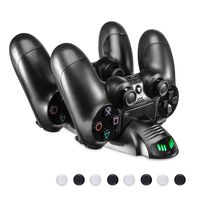 PS4 Controller Charger, AMBOLOVE Playstation 4 Dual USB Controller Fast Charging Dock Station Stand Holder with Built-in LED Indicator for Sony PS4/PS4 Pro/PS4 Slim Controller (Black)