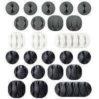 24 Piece Silicone Cable Clips, Viaky Self-Adhesive Desktop Cable Organizer Cord Holders, Multipurpose Wire Management Clamps for USB, TV, Computer, Electrical and Charging Cord(Black&Grey&White)