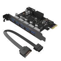 ORICO PCIE to USB 3.0 5-Port PCI Express Expansion Card - USB 3.0 20-PIN Connector (Includes with 4 Pin to 15 Pin Cable) - Black