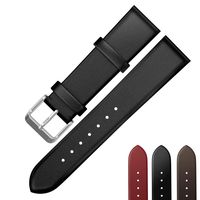 Emibele 22mm Universal Watch Band, Premium Genuine Leather with Stainless Steel Buckle Adjustable Replacement Band for 22mm Sport Strap, Black