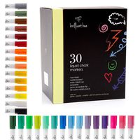 Brilliant Bee - Liquid Chalk Marker 30 Pack Multi Color - Reversible Chisel and Round Tip