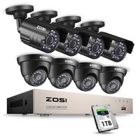 ZOSI 8CH 1080P Security Cameras System Surveillance Dvr with 2.0MP (8) Waterproof Security Cameras & 1TB Hard Drive for Home Office Security Outdoor Indoor & Motion Detection