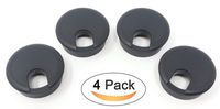 Desk Grommet w/Cover for 1.75 Inch Hole. Black Plastic (4 Pack) for Cable Management 1-3/4"