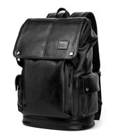 BISON DENIM Leather Backpack Mens College School Bookbag 14 Inch Laptop Computer Backpack for Travel