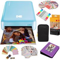 Kodak Mini2 Instant Photo Printer (Blue) Gift Bundle + Paper (20 Sheets) + Deluxe Case + 7 Fun Sticker Sets + Twin Tip Markers + Photo Album + Hanging Frames