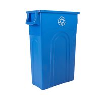 United Solutions Highboy Recycle Container, 23 Gallon, Pack of 4, Space Saving Slim Profile and Easy Bag Removal for Indoor or Outdoor use, Recycle Blue