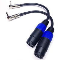 CESS-009 Speakon Female Connector To 1/4 TS Male Right Angle Adapter Patch Speaker Cable 6 Inch - Female Speak-on Jack To 6.35mm TS Plug - 2 Pack