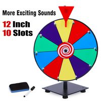 T-SIGN 12 Inch Heavy Duty Spinning Prize Wheel, 10 Slots Color Tabletop Prize Wheel Spinner with Dry Erase Markers and Eraser for Carnival and Trade Show, Win The Fortune Spin Game