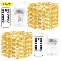 LED String Lights 16.4ft with 50 LEDs (Silver Wire Copper Lights, Warm White), Waterproof Outdoor & Indoor Decorative Lights for Bedroom, Garden, Patio, Parties, Festival, 2 Set