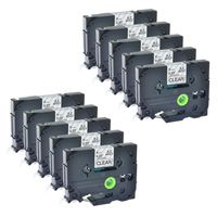 GREENCYCLE 10PK Black on Clear Label Tape Compatible for Brother TZE 111 TZe111, 0.24 Inch, PT1010R Labeling Maker