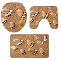 Pgojuni Christmas Scenery Bathroom Non-Slip Pedestal Rug + Lid Toilet Cover + Bath Mat Set 3PCS (B-01)