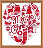 Cross Stitch Stamped Kits Holiday Gift 11CT 15X16 inch Pre-Printed Cross-Stitching Starter Patterns for Beginner Kids or Adults, Embroidery Needlepoint Kits Merry Christmas