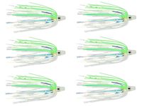 Last Cast Tackle Silicone Holo Teaser - 6 Pack - 5 Colors to Choose from (Green/White)