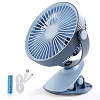 SmartDevil Battery Operated Clip on Fan for Stroller Home Office Camping Outdoors,Dual-use Portable 3-Speed Desktop Clip Fan, Rechargeable, Quiet Operation (Blue)
