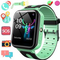 Kids Smart Watch GPS Tracker, Phone Smart Watch for Boys Girls, Touchscreen GPS Game Smartwatch with SIM Slot Anti Lost SOS Voice Chat Camera Flashlight Wearable Phone Watch Christmas Birthday Gift