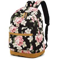 MCWTH Casual Laptop Backpack Canvas Travel Daypack School Bag Bookbags for Teen Girls and Women (Big-Flower)