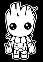 Stick'emAll Baby Groot Guardians of The Galaxy Vinyl Decal (White, 10")