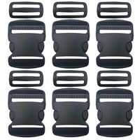 6 Set 2 Inch Flat Dual Adjustable Plastic Quick Side Release Plastic Buckles and Tri-Glide Slides for Luggage Straps Pet Collar Backpack Repairing (Black, Fit for 2"/50mm Webbing Straps)