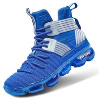 WETIKE Boys' Basketball Culture Shoes Air-Cushion Comfortable Youth Boys High Top Shoes Breathable Girls Shoes Durable Girls Tennis Shoes Non-Slip Casual Fashion Sneakers Youth Size 12 Blue