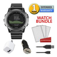 Garmin Fenix 3 Training GPS Heart Rate Monitor (Gray and Stainless) Running Watch Bundle with Charger + Screen Protectors + More