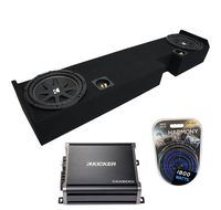 Compatible with 01-14 Ford F250 F350 Ext Super Cab Truck Kicker Comp C10 Dual 10" Sub Box Enclosure & CXA600.1 Amp (Renewed)