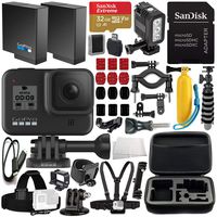GoPro HERO8 Black Deluxe Bundle Includes: SanDisk Extreme 32GB microSDXC Memory Card + Replacement Battery + Underwater LED Light + Carrying Case, and More