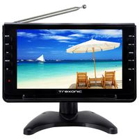 Trexonic Portable Ultra Lightweight Rechargeable Widescreen 9" LED TV with SD, USB, Headphone Jack, Dual AV Inputs and Detachable Antenna