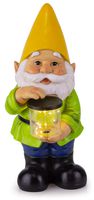 Gnome Solar Powered LED Outdoor Decor Garden Light, 6" W x 13" H (Yellow Hat)