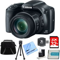 Canon PowerShot SX530 HS 16MP 50x Opt Zoom Full HD Digital Camera Black Deluxe Bundle w/32GB SD Card, 1150mah Battery, Compact Deluxe Gadget Bag, 5" Flexible Tabletop Tripod, Hispeed Card Reader&More