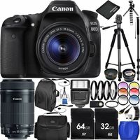 Canon EOS 80D DSLR Camera Bundle with 18-55mm f/3.5-5.6 IS STM Lens & EF-S 55-250mm f/4-5.6 IS STM Lens, Carrying Case, Deluxe Backpack, and Accessory Kit (41 Items)