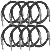 Seismic Audio - SASTSX-2 (8 Pack) - 2 Foot TS 1/4" Guitar, Instrument, or Patch Cables Black
