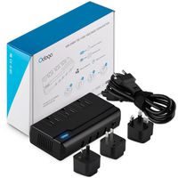 Odoga Voltage Converter 220V to 110V Travel Adapter with 4 USB Ports [2.1A Each] 3 AC Outlets and UK/Europe/AUS International Travel Plugs Suitable for More Than 150 Countries