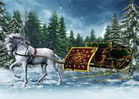 Leowefowa 7X5FT Vinyl Fairytale Backdrop Christmas Tree Forest White Horse Carriage Falling Snowflakes Winter Snow Scene Xmas Photography Background Baby Kids Lover Photo Studio Props