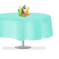 Aqua 6 Pack Premium Disposable Plastic Tablecloth 84" Inch Round Table Cover By Grandipity