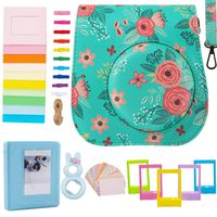 Case & Accessories Compatible with Fujifilm Instax Mini 9 8 8+ Instant Polaroid Film Camera, Bundle Pack Include Album, Selfie Lens & Other Accessories [Flowers,6 Items Kit] by SAIKA