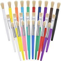 Outus 26 Pieces Hog Bristle Paint Brushes Round Flat Paint Brushes for School Home Painting Supplies, Assorted Colors