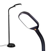 Brightech Litespan - Bright LED Floor Lamp for Crafts & Reading - Estheticians' Light for Lash Extensions - Natural Daylight Lighting for Office Tasks - Adjustable Gooseneck Pole Lamp - Black