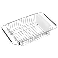iPEGTOP Expandable Dish Drying Rack, Over the Sink Dish Rack, In Sink Or On Counter Dish Drainer with White Utensil Holder Cutlery Tray, Rustproof Stainless Steel for Kitchen