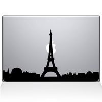 The Decal Guru 2070-MAC-13A-BLA Paris City Skyline Decal Vinyl Sticker, Black, 13" MacBook Air