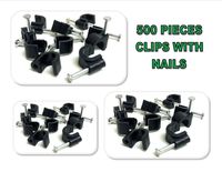 500 BLACK SINGLE NAIL CLIPS RG6 RG59 COAXIAL WIRE & CAT5 ETHERNET CABLE