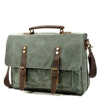 Mens Messenger Bag Waterproof Canvas Leather Computer Laptop 15.6 Inch