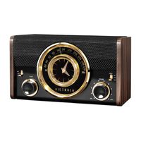 Victrola Mid-Century Modern Bluetooth Clock Speaker in Espresso